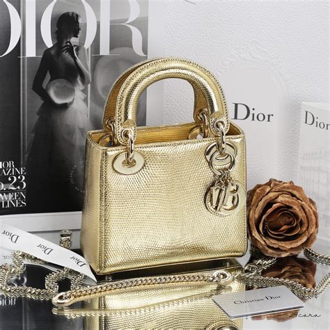 Mini Lady Dior Bag Metallic Gold